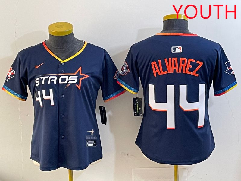 Youth Houston Astros #44 Alvarez Drak Blue Fourth generation Joint Name 2025 Nike MLB Jersey style 1->youth mlb jersey->Youth Jersey